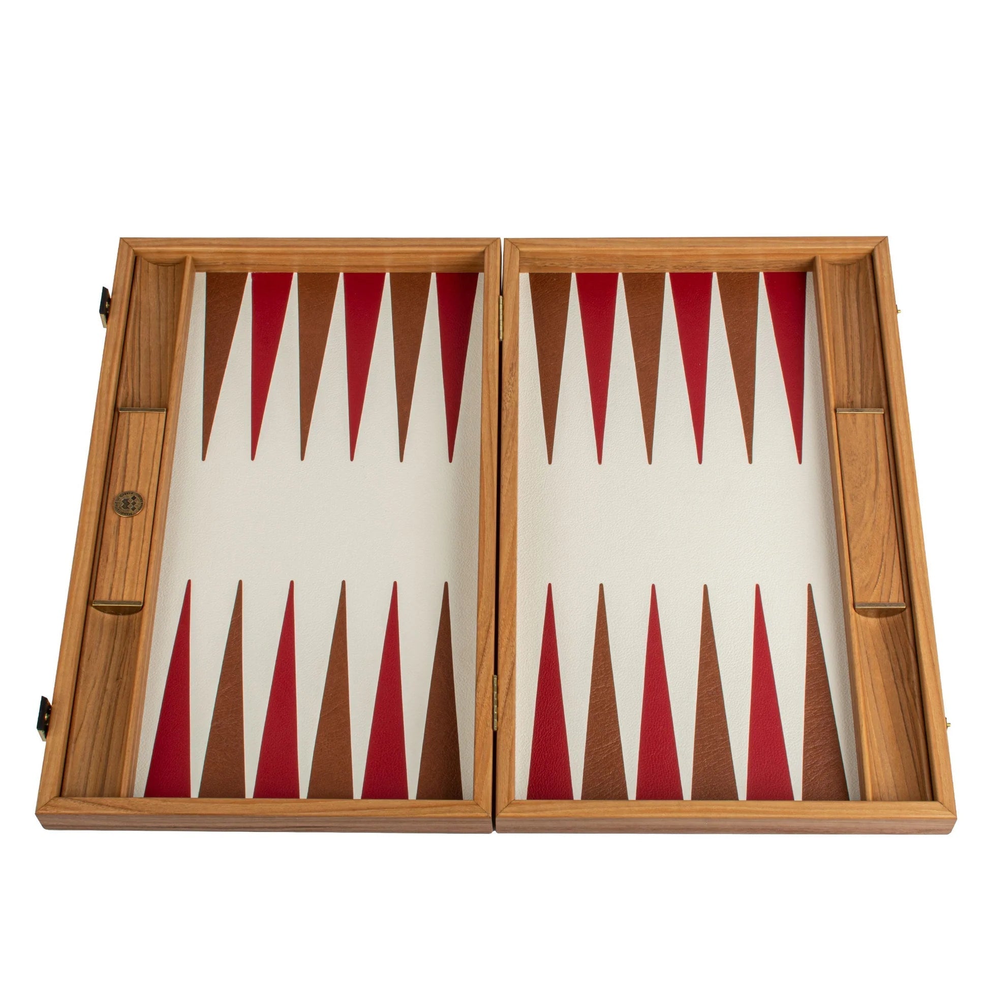 Backgammon en Bois et Cuir Vegan - Framboise - Backgammon en bois marqueté et cuir vegan cadeau adulte - Rouge et Noir