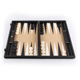 Backgammon en Bois et Cuir Vegan - Moka - Backgammon en bois marqueté et cuir vegan cadeau adulte - Rouge et Noir