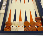 Backgammon en Cuir véritable MM - Bleu - Renzo Romagnoli - Backgammon en cuir bel objet - Rouge et Noir