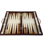 Backgammon en Cuir véritable MM - Bordeaux - Renzo Romagnoli - Backgammon en cuir - Rouge et Noir