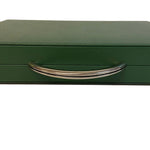Backgammon en Cuir véritable MM - Vert/Orange - Renzo Romagnoli - Backgammon en cuir - Rouge et Noir