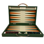Backgammon en Cuir véritable MM - Vert/Orange - Renzo Romagnoli - Backgammon en cuir - Rouge et Noir