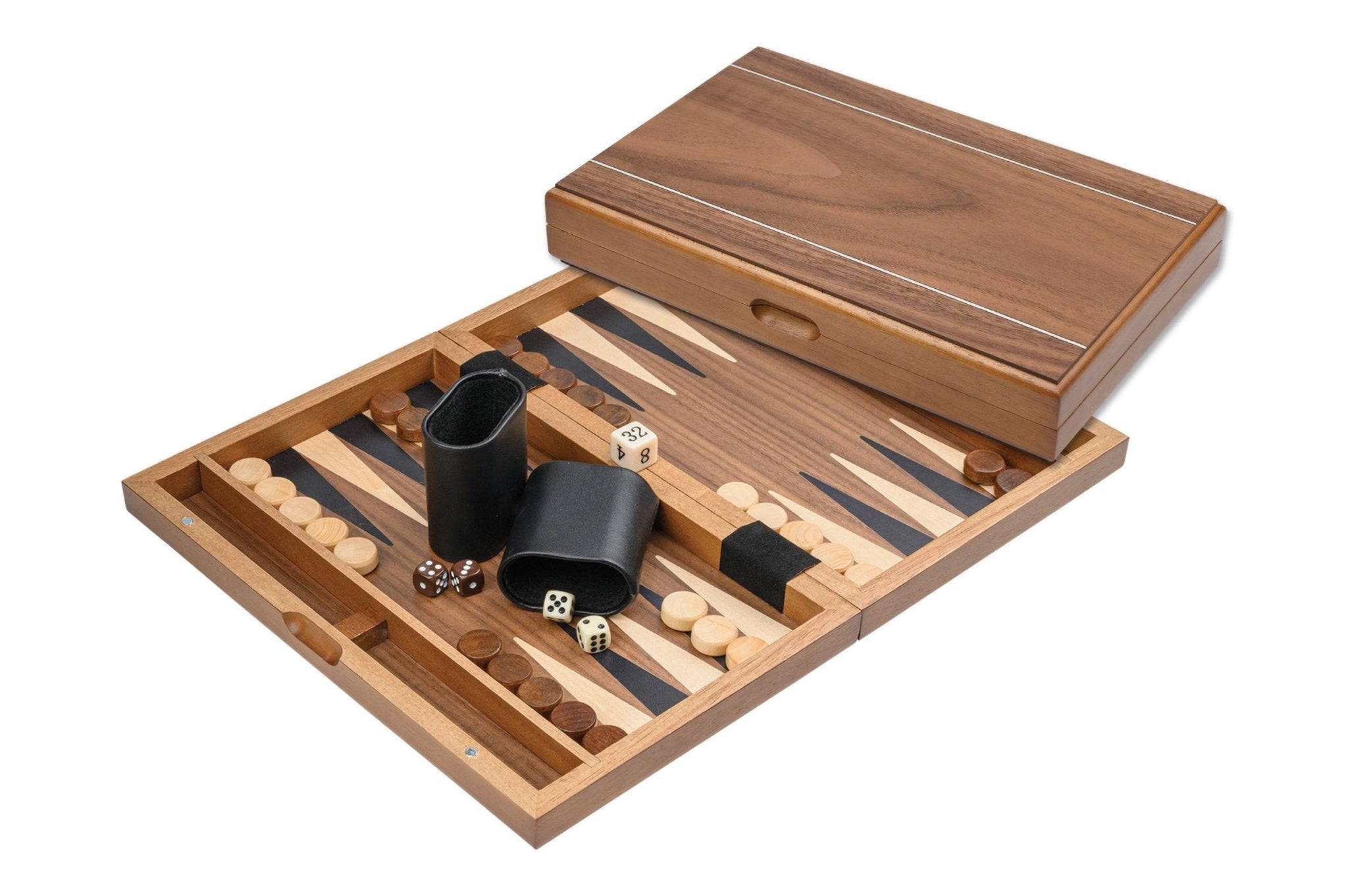 Backgammon en noyer - Magnétique - Backgammon en bois - Rouge et Noir