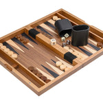 Backgammon en noyer - Magnétique - Backgammon en bois - Rouge et Noir