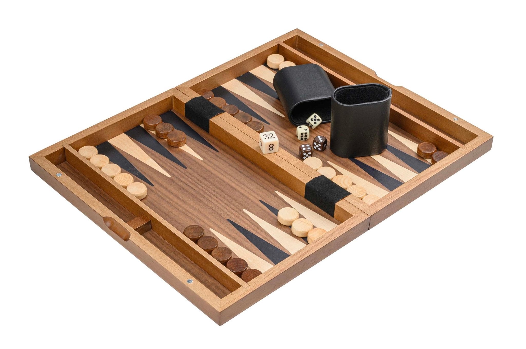 Backgammon en noyer - Magnétique - Backgammon en bois - Rouge et Noir