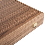 Backgammon en noyer - Naturel - Backgammon en bois marqueté - Rouge et Noir