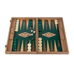Backgammon en noyer - Vert - Backgammon en bois marqueté - Rouge et Noir