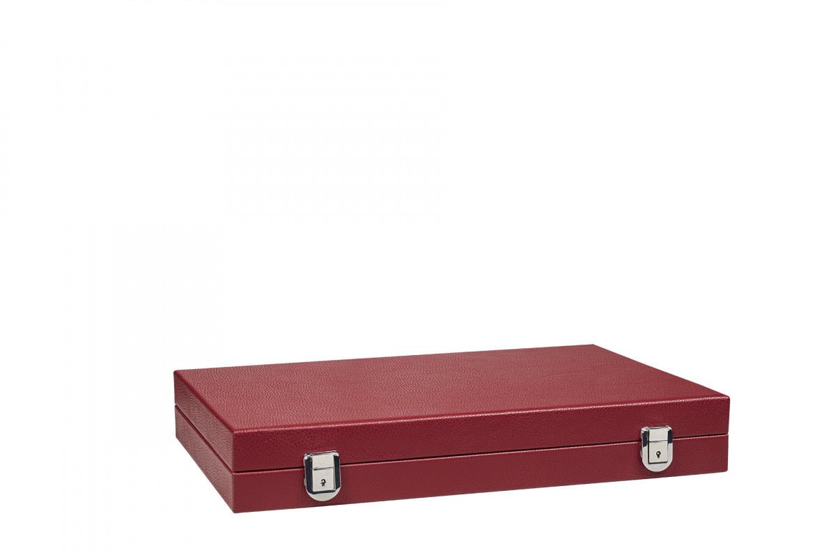 Backgammon Hector Saxe - Buffle Bordeaux - Grand - Backgammon en cuir - Rouge et Noir
