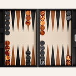 Backgammon Hector Saxe - Buffle Noir - Compétition - backgammon cuir véritable - Rouge et Noir