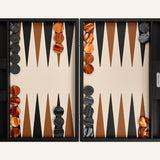 Backgammon Hector Saxe - Buffle Noir - Compétition - backgammon cuir véritable - Rouge et Noir