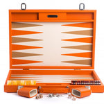 Backgammon Hector Saxe - Buffle Orange - Compétition - Backgammon en cuir - Rouge et Noir