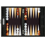 Backgammon Hector Saxe - Jeans Noir / Champagne - Moyen - Backgammon en cuir vegan - Rouge et Noir