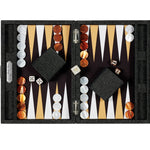 Backgammon Hector Saxe - Jeans Noir / Champagne - Moyen - Backgammon en cuir vegan - Rouge et Noir