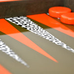 Backgammon Luxe en bois laqué - Léopard - Backgammon en bois laqué de luxe marqueté cadeau adulte - Rouge et Noir