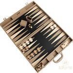 Backgammon luxe style cuir Compétition - Beige et Taupe - Backgammon en cuir vegan luxe - Rouge et Noir