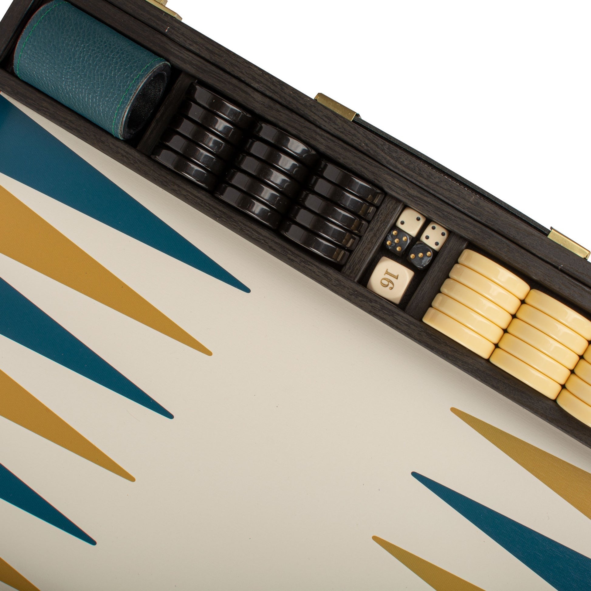 Backgammon Manopoulos bois et cuir - Compétition - Grand Prix - Backgammon en bois marqueté et cuir vegan cadeau adulte luxe - Rouge et Noir