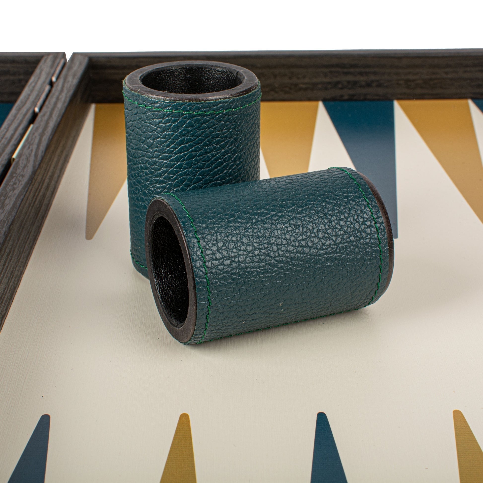 Backgammon Manopoulos bois et cuir - Compétition - Grand Prix - Backgammon en bois marqueté et cuir vegan cadeau adulte luxe - Rouge et Noir