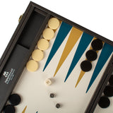 Backgammon Manopoulos bois et cuir - Compétition - Grand Prix - Backgammon en bois marqueté et cuir vegan cadeau adulte luxe - Rouge et Noir
