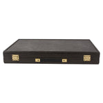 Backgammon Manopoulos bois et cuir - Compétition - Grand Prix - Backgammon en bois marqueté et cuir vegan cadeau adulte luxe - Rouge et Noir