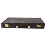 Backgammon Manopoulos bois et cuir - Compétition - Grand Prix - Backgammon en bois marqueté et cuir vegan cadeau adulte luxe - Rouge et Noir