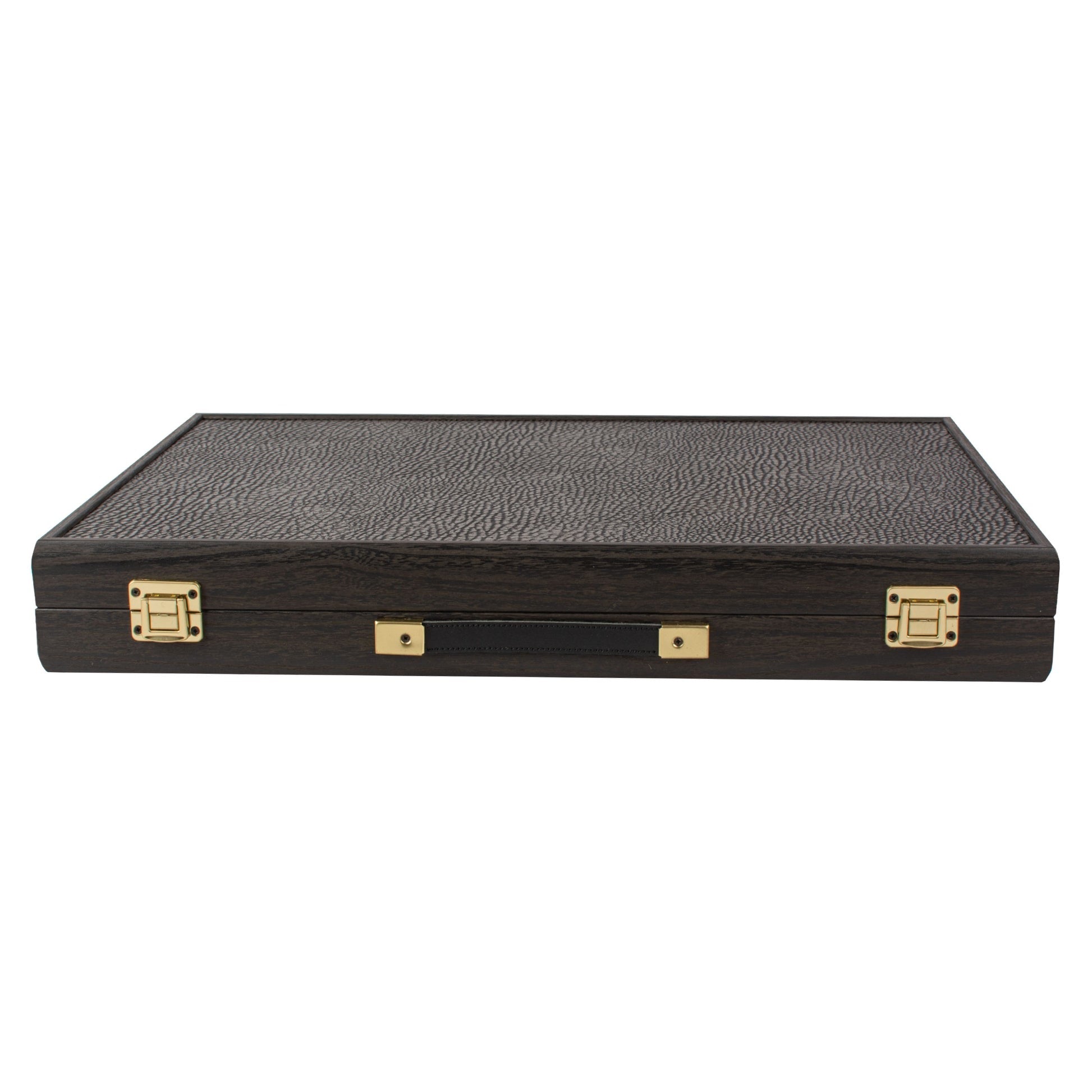 Backgammon Manopoulos bois et cuir - Compétition - Grand Prix - Backgammon en bois marqueté et cuir vegan cadeau adulte luxe - Rouge et Noir