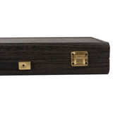 Backgammon Manopoulos bois et cuir - Compétition - Grand Prix - Backgammon en bois marqueté et cuir vegan cadeau adulte luxe - Rouge et Noir