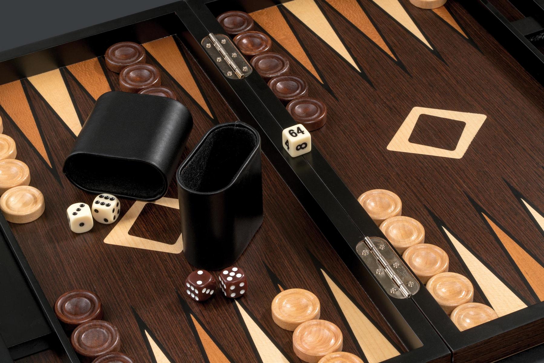 Backgammon Sifnos - Backgammon en bois marqueté cadeau adulte - Rouge et Noir