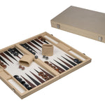 Backgammon style Cuir - GM - Beige - Backgammon en cuir vegan - Rouge et Noir