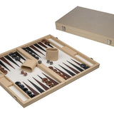 Backgammon style Cuir - GM - Beige - Backgammon en cuir vegan - Rouge et Noir