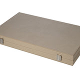 Backgammon style Cuir - GM - Beige - Backgammon en cuir vegan - Rouge et Noir