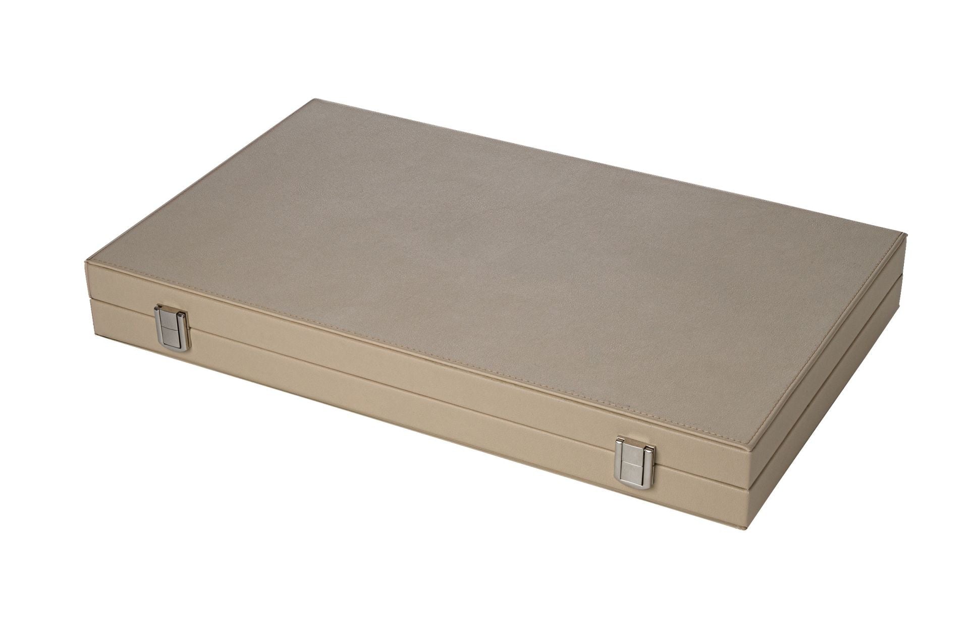 Backgammon style Cuir - GM - Beige - Backgammon en cuir vegan - Rouge et Noir