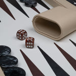 Backgammon style Cuir - GM - Beige - Backgammon en cuir vegan - Rouge et Noir