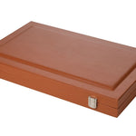 Backgammon style Cuir - GM - Caramel - Backgammon en cuir vegan - Rouge et Noir