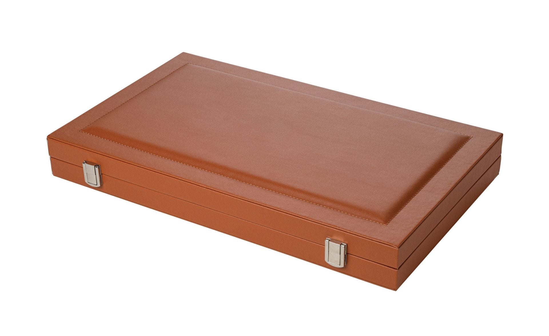 Backgammon style Cuir - GM - Caramel - Backgammon en cuir vegan - Rouge et Noir