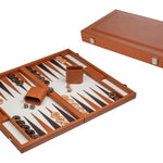 Backgammon style Cuir - GM - Caramel - Backgammon en cuir vegan - Rouge et Noir