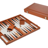 Backgammon style Cuir - GM - Caramel - Backgammon en cuir vegan - Rouge et Noir