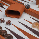 Backgammon style Cuir - GM - Caramel - Backgammon en cuir vegan - Rouge et Noir