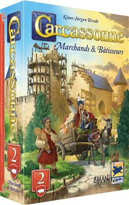 Carcassonne - Extension 2 - Marchands et Bâtisseurs - Jeu de plateau de stratégie à deux enfants - Rouge et Noir