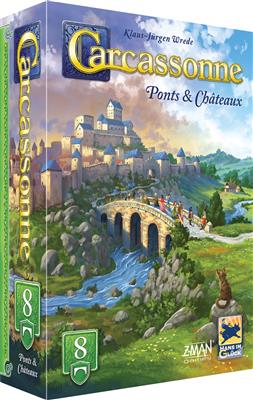 Carcassonne - Extension 8 - Ponts et Châteaux - Jeu de plateau de stratégie à deux enfants - Rouge et Noir
