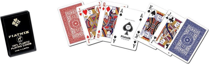 Cartes 100% plastique - 4 index - Piatnik - cartes de poker - Rouge et Noir