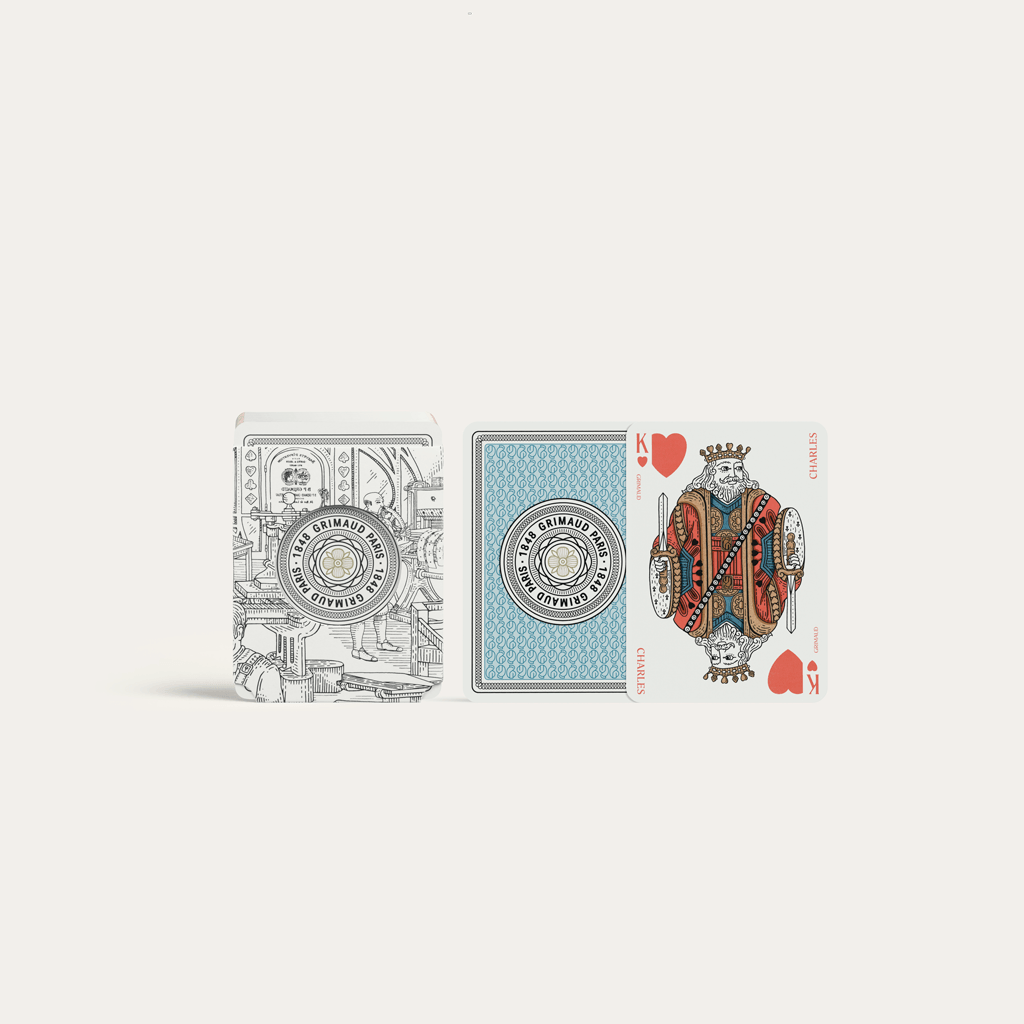 Cartes de Belote Grimaud - Nouvelle édition Luxe - Bleu dauphin - jeu de cartes jeu de belote à jouer coffret de cartes luxe 32 cartes - Rouge et Noir