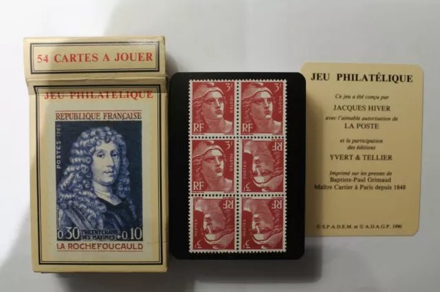 Cartes Philatélie - jeu de cartes illustrées - Rouge et Noir