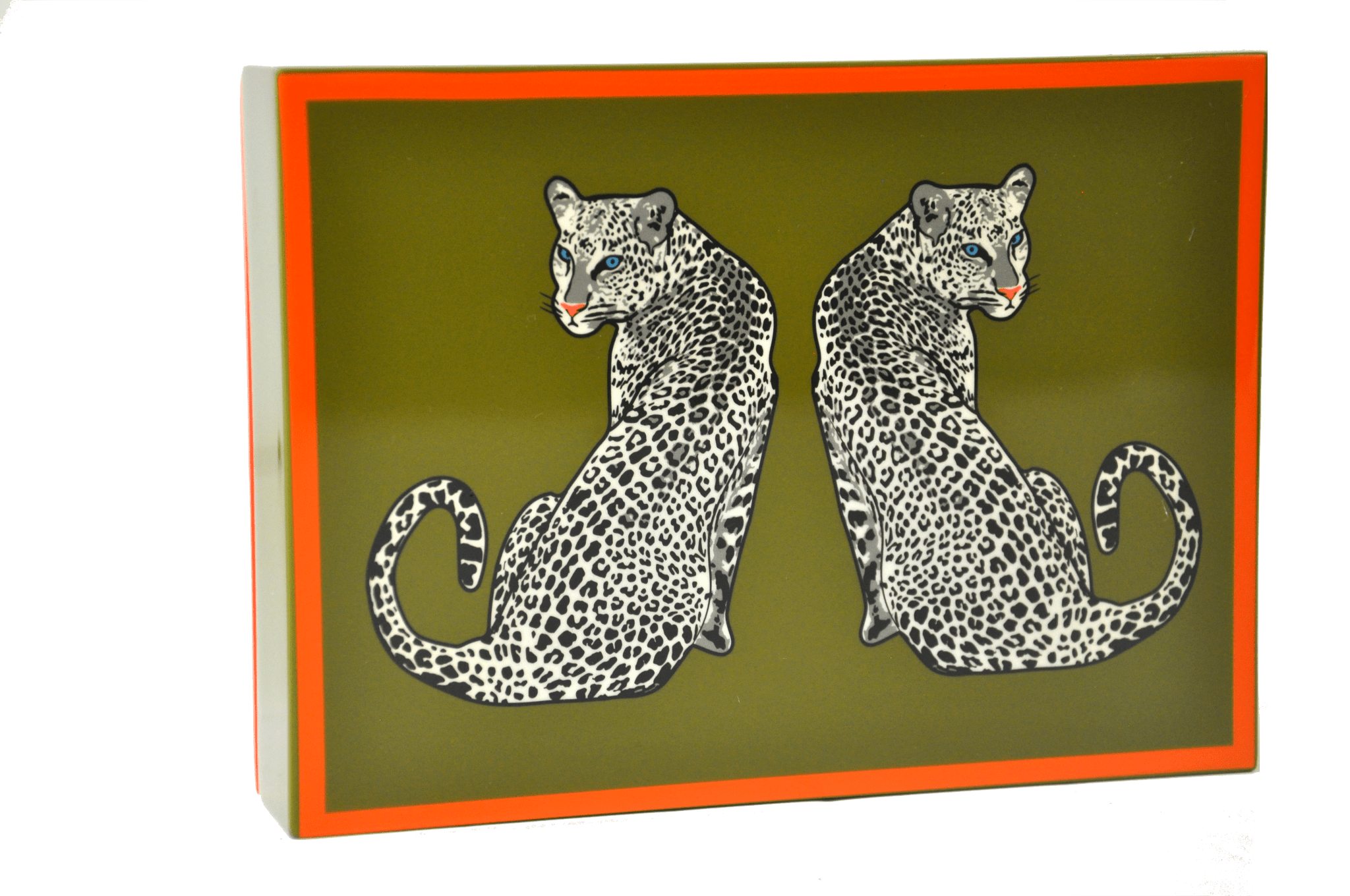Coffret bridge luxe en bois laqué - Leopard - jeu de cartes coffret bridge à jouer coffret de cartes luxe - Rouge et Noir
