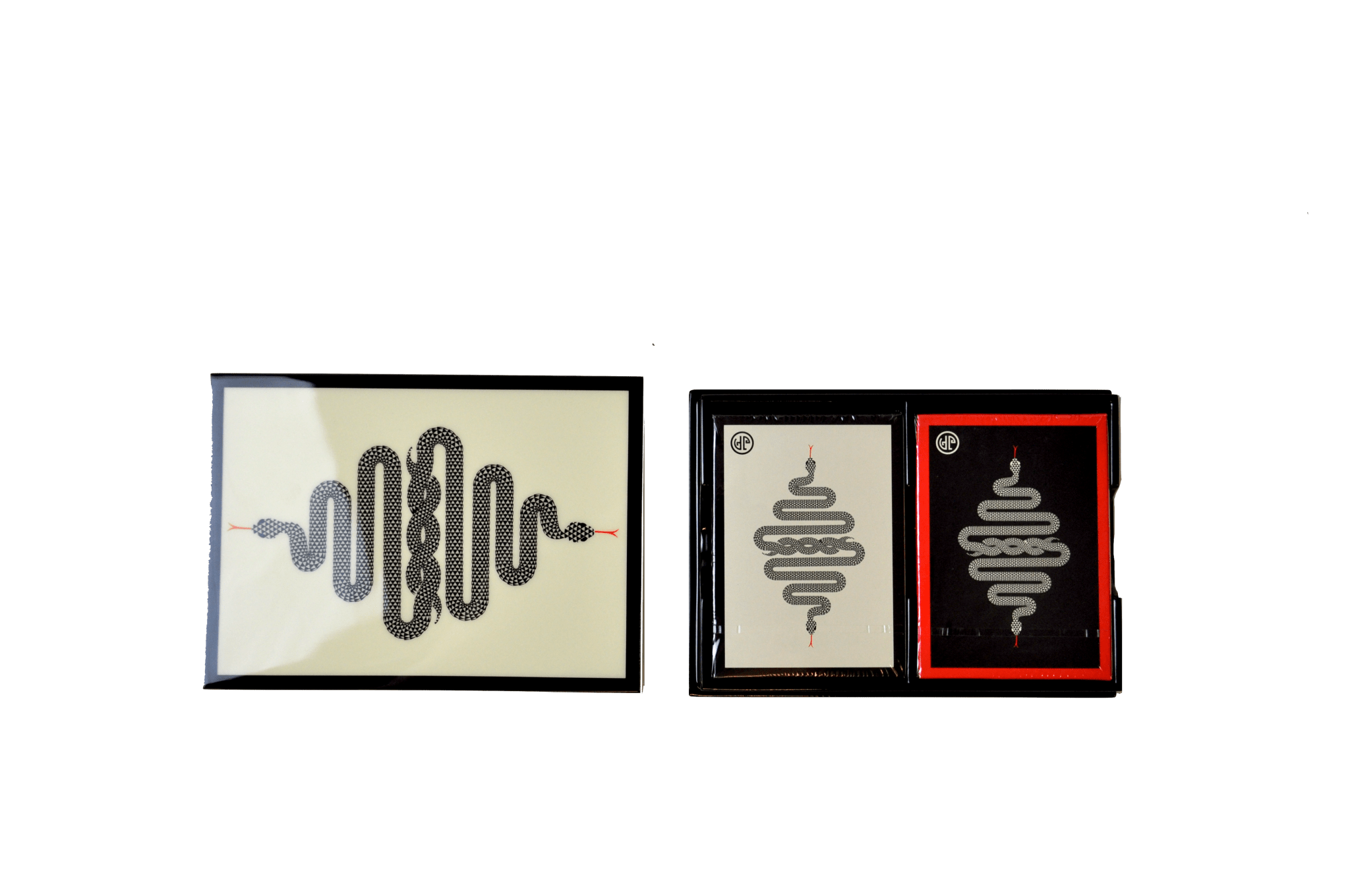 Coffret bridge luxe en bois laqué - Serpent - jeu de cartes coffret bridge à jouer coffret de cartes luxe - Rouge et Noir