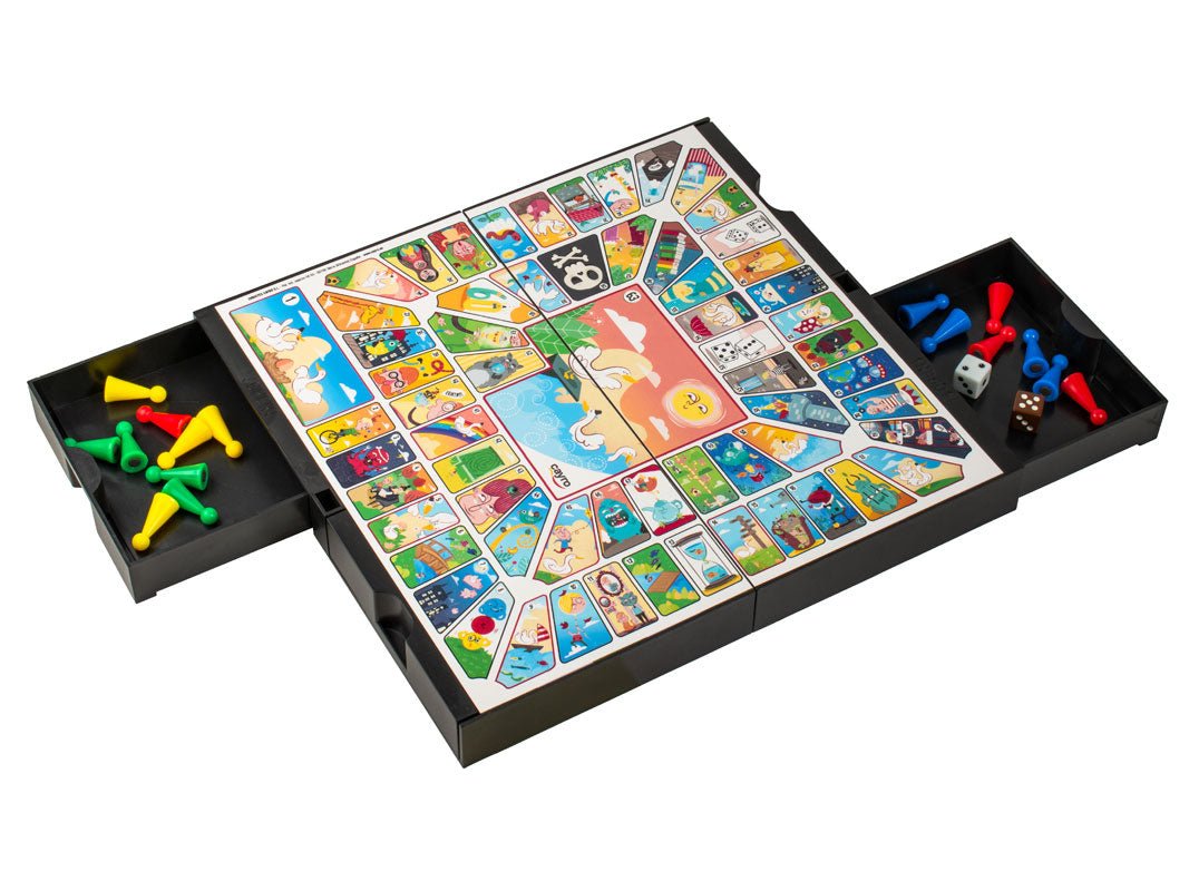 Coffret Jeu des petits chevaux / Jeu de l'oie - Magnétique - 24 x 24 cm - Jeux de Voyage - Rouge et Noir