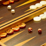 Collection - Backgammon ancien - Backgammon en bois marqueté ancien - Rouge et Noir