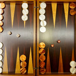 Collection - Backgammon ancien - Backgammon en bois marqueté ancien - Rouge et Noir