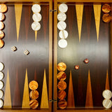 Collection - Backgammon ancien - Backgammon en bois marqueté ancien - Rouge et Noir