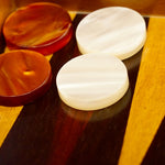 Collection - Backgammon ancien - Backgammon en bois marqueté ancien - Rouge et Noir