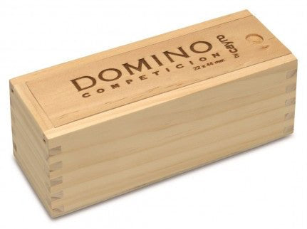 Dominos double 6 competition plumier bois blanc - jeu traditionnel jeu de dominos - Rouge et Noir